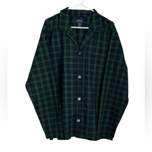 Polo Ralph Lauren Green Navy Plaid Pajama Top 100% Cotton Men’s Size M NWT